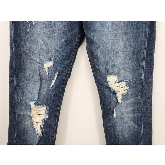 Judy Blue Boyfriend Fit Jeans 7/28 Destroyed Straight Cut Dark Wash - Picture 5 of 7